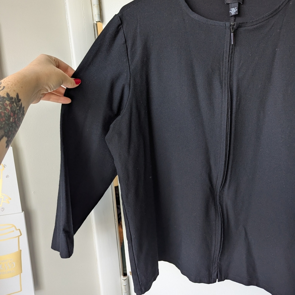 Vintage Eileen Fisher Black Zip-Up Jacket Size XL - Picture 6 of 8